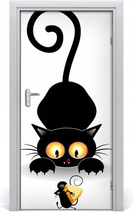 Coloray Naklejka Samoprzylepna Na Drzwi Ścianę Kot I Mysz