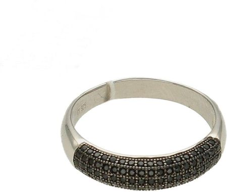 Diament Srebrny pierścionek z czarnymi cyrkoniami