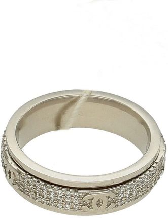 Diament Srebrny pierścionek obrączka z cyrkoniami 'Chanel'