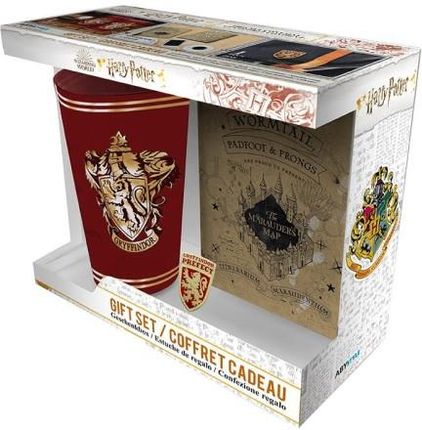 Zestaw prezentowy Harry Potter Gryffindor - szklanka, notes, przypinka