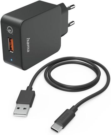 Hama Ładowarka sieciowa Qualcomm 19.5 W + kabel USB-C 1,5 m czarna (201625)