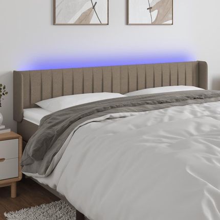 Vidaxl Zagłówek Do Łóżka Z Led Taupe 183X16X78/88 Cm Tkanina