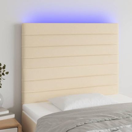 Vidaxl Zagłówek Do Łóżka Z Led Kremowy 80X5X118/128 Cm Tkanina