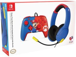 PDP Nintendo Switch Power Pose Mario Wired Headset &Controller Bundle 500230MAR
