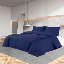 vidaXL Zestaw Pościeli Granatowy 240X220 Cm Lekka Mikrofibra