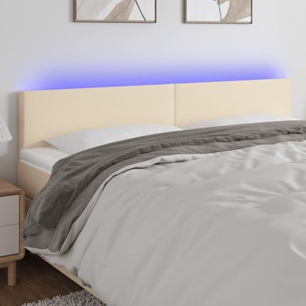 Vidaxl Zagłówek Do Łóżka Z Led Kremowy 160X5X78/88 Cm Tkanina