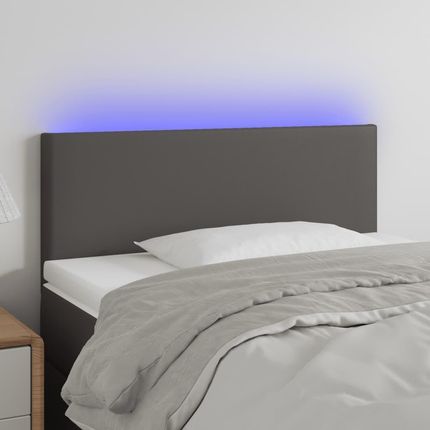 Vidaxl Zagłówek Do Łóżka Z Led Szary 100X5X78/88 Cm Sztuczna Skóra