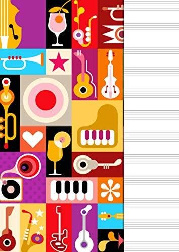 Carnet Partition Softcover Cahier De Musique DÉKOKIND DIN A4 - 64 Pages - 12 Portées Par Page - Couverture Souple Vintage Papeterie Musicien