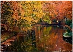 Jesiennie - jeziorko w lesie - reprodukcja - zdjęcie 1