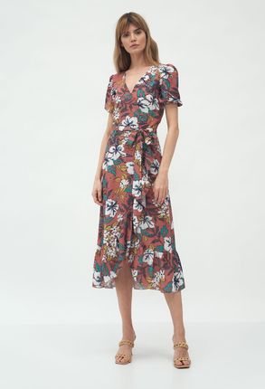 Sukienka Kopertowa sukienka w stylu boho w kwiaty S181 Flowers - Nife