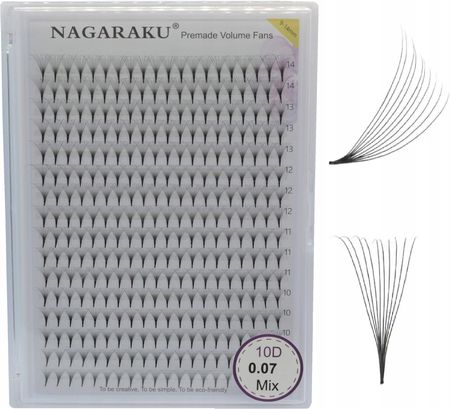 Rzęsy Nagaraku gotowe Kępki 10D 320szt. D 0,07 MIX