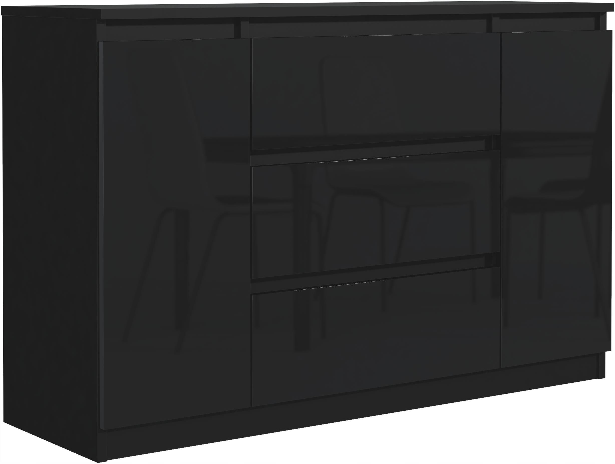 Meble Masztalerz Set Di 2 Comodini Bianco Lucido – 40x55x39 Cm, Con 2 Cassetti, Design Moderno Senza Maniglie