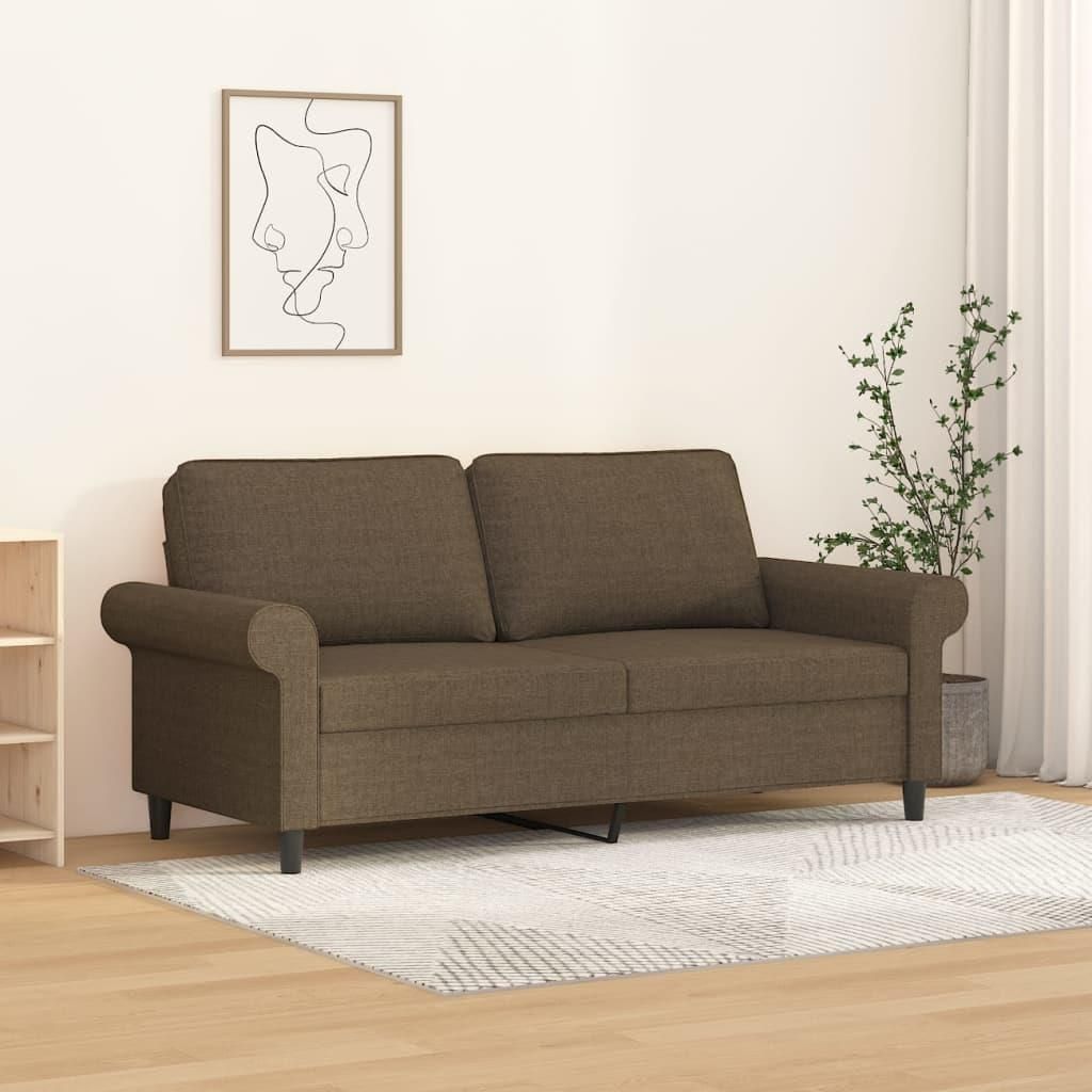 Vidaxl Sofa 2 Osobowa Brązowa 140 Cm Tapicerowana Tkaniną 349196