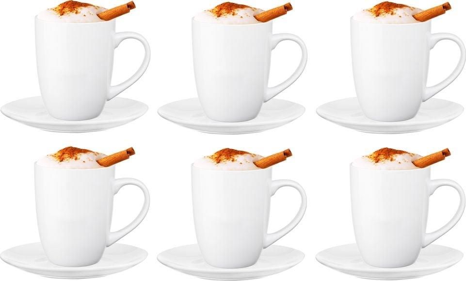 Set Di 4 Bicchieri Da Latte Macchiato/Cappuccino In Vetro - Capacità 250 Ml, Con Manico, Lavabili In Lavastoviglie | Design Polacco Elegante E Trasparente