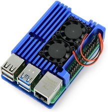Justpi Do Raspberry Pi 4B Z Dwoma Wentylatorami Niebieska (ODS15888)