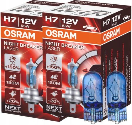 Osram Mocne Żarówki H7 Night Breaker Laser W5W