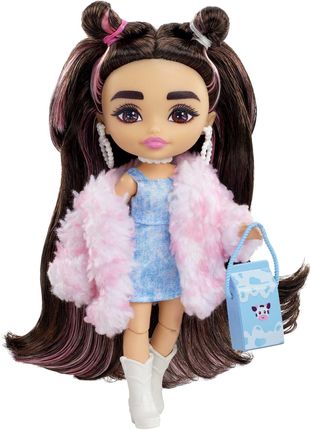 Barbie Extra Minis Mała Kurtka nadruk krówka/Brązowe włosy HKP90