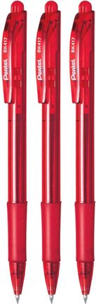 Pentel 3X Długopis Bk 417 Automatyczny Czerwony