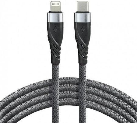 Kabel przewód pleciony USB TYP-C - Lightning, 100cm everActive do szybkiego ładowania Power Delivery 20W (CBB-1CIG)