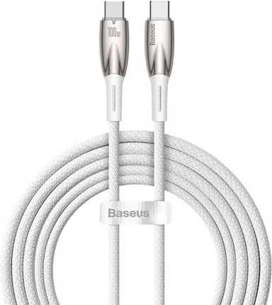 Kabel przewód USB Typ-C do Typ-C 100cm Baseus Glimmer, 100W, 20V, 5A, PD z obsługą szybkiego ładowania - biały (CADH000702)