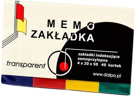 Dalpo Zakładki Samoprzylepne Dalpo Folia Transparentna 20Mm X 50Mm 4 40 Karteczek Nsp20 50T