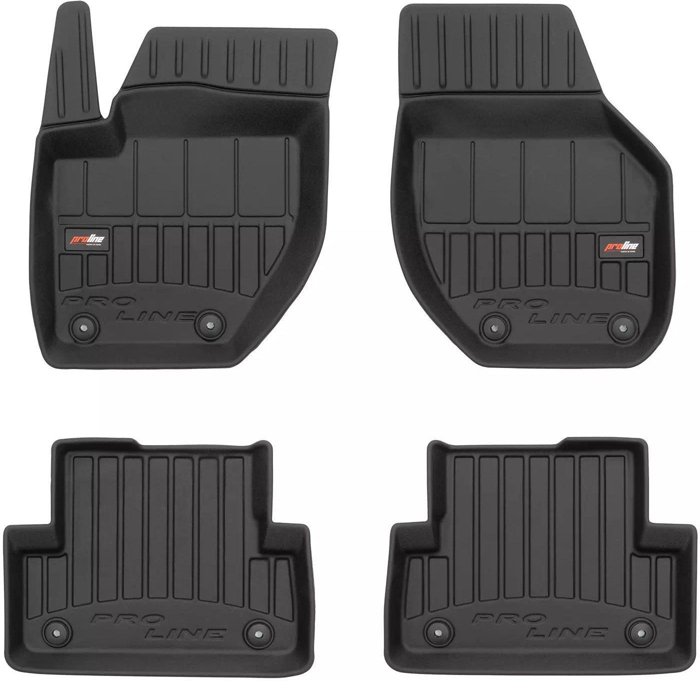 Wielganizator Dikke vloermatten autotapijten, zwarte rubberen velours matten Durban, pasvorm voor Volvo V70 II Combi (2000-2007) 4-delig