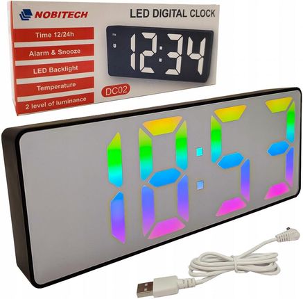 Zegar elektroniczny DC02 LED stojący budzik kolorowy