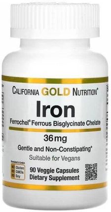 California Gold Nutrition Chelat żelaza 36 mg 90 kaps.