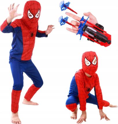 Strój Spiderman Maska Wyrzutnia 98-110 Duży Zestaw