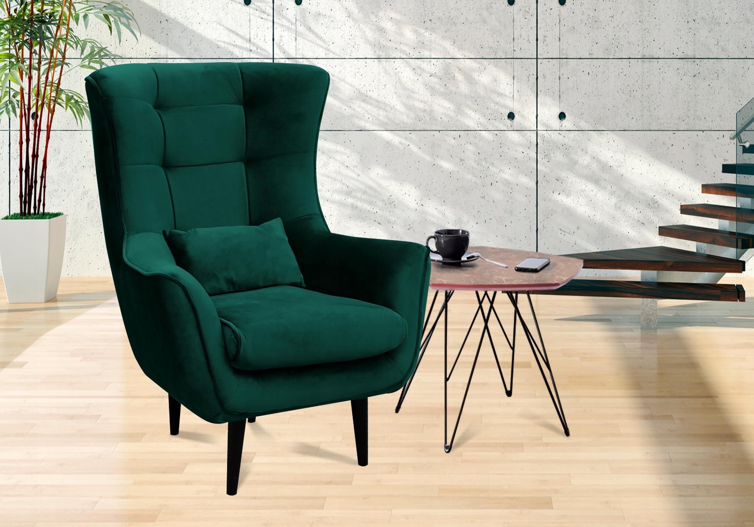 Mprestige Fotel Styl Skandynawski Uszak Drewniane Nóżki 7C404D6CEb4D