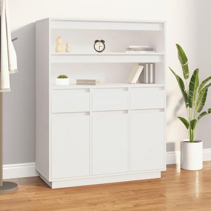 vidaXL Wysoka Szafka Biała 89X40X116,5 Cm Lite Drewno Sosnowe 818216