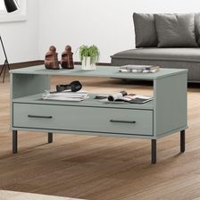 vidaXL Stolik Kawowy Oslo Metalowe Nóżki Szary 85X50X45 Cm Drewno 351034