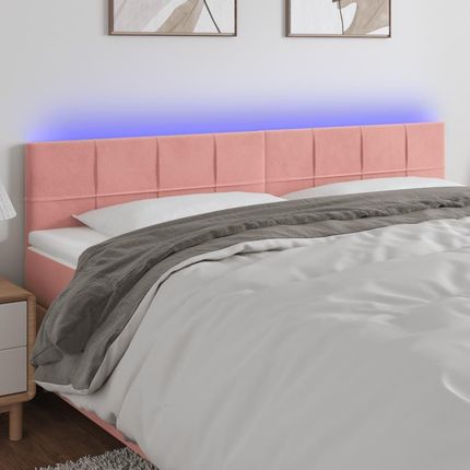 Vidaxl Zagłówek Do Łóżka Z Led Różowy 180X5X78 88 Cm Aksamit 12463661