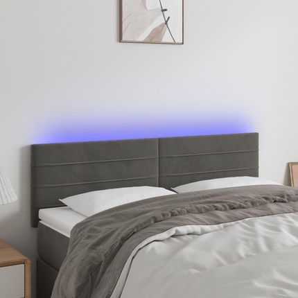 Vidaxl Zagłówek Do Łóżka Z Led Ciemnoszary 144X5X78 88 Cm Aksamit 12463244