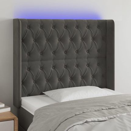 vidaXL Zagłówek Do Łóżka Z Led Ciemnoszary 103X16X118 128Cm Aksamit 12489682