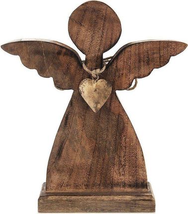 Orion Dekoracja Świąteczna Figurka Anioła Drewniana Z Metalowym Złotym Sercem 27X30 Cm 12556708