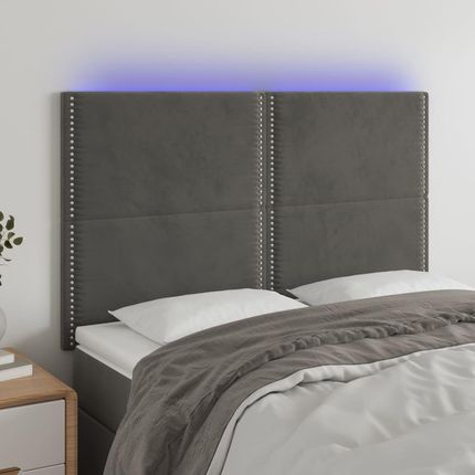 Vidaxl Zagłówek Do Łóżka Z Led Ciemnoszary 144X5X118 128 Cm Aksamit 3122333