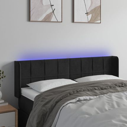 Vidaxl Zagłówek Do Łóżka Z Led Czarny 147X16X78 88 Cm Aksamit 3123286