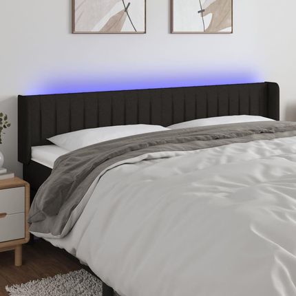 Vidaxl Zagłówek Do Łóżka Z Led Czarny 163X16X78 88 Cm Tkanina 3123482