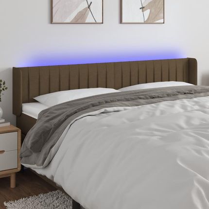 Vidaxl Zagłówek Do Łóżka Z Led Ciemnobrązowy 203X16X78 88Cm Tkanina 3123499