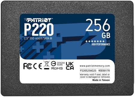 Patriot Memory Ssd P220 256GB Sata3 2,5" (P220S256G25)