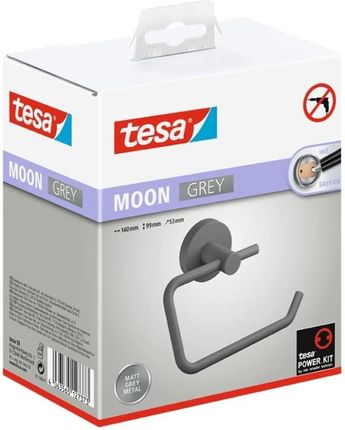 Tesa Moon Uchwyt na papier toaletowy bez pokrywki bez wiercenia szary (40580)