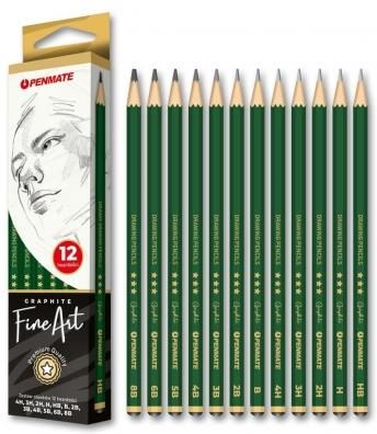 Zestaw Ołówków Fine Art Twardość 4H-8B 12Szt. Penmate