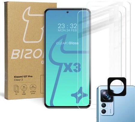 3X Szkło + Szybka Na Aparat Bizon Clear 2 Do Xiaomi 12T Pro
