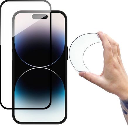 Wozinsky Full Cover Flexi Nano Glass Szkło Hartowane Iphone 14 Pro Elastyczne Z Czarną Ramką