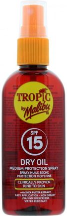 Tropic By Malibu Dry Oil Spray SPF15 Olejek Brązujący Do Opalania 100ml