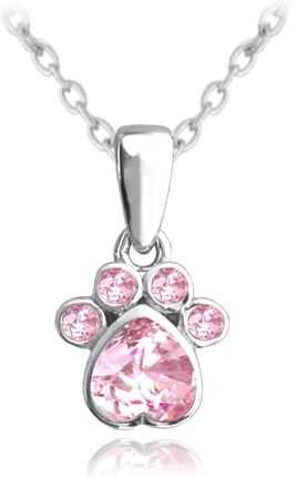 Minet Srebrny naszyjnik ŁAPA z różowymi cyrkoniami