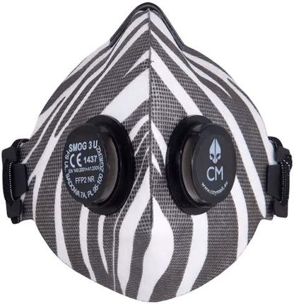 Filter Service Antysmogowa Półmaska Filtrująca Smog Maska 3U Z Printem Zebry ( Biało Czarna)