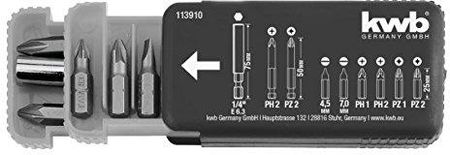 Kwb Zestaw Bitów - 9-Częściowy Z Magnetycznym Uchwytem Do Bitów Z Trzonkiem E Do Wkrętarki Akumulatorowej 113910