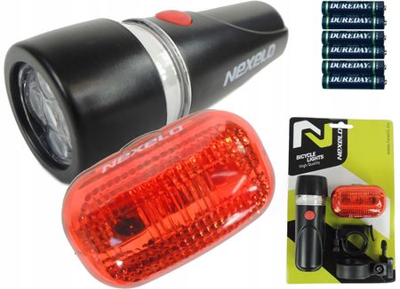 Nexelo Zestaw Lamp Rowerowych Wodoodporne +Baterie L177028NEX